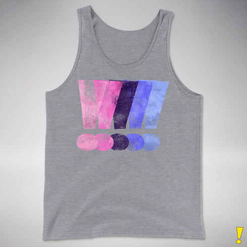 Distressed Omnisexual Pride Exclamation Points Premium Tank Top - Grey Heather